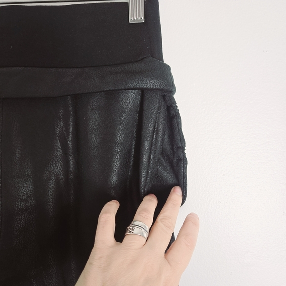 Dance & Marvel Black Faux Leather Drawstring Waist Joggers Pants - Picture 6 of 10